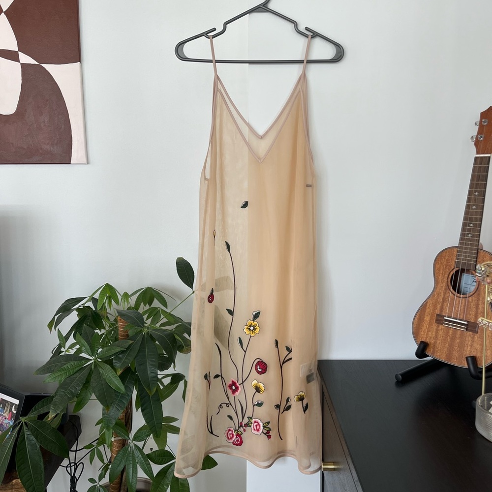 Embroidered sheer coverup dress